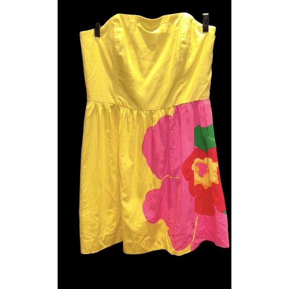 Lilly Pulitzer Lottie Dress Starfruit Yellow Dottie Placed Strapless Size 6/8* - Picture 2 of 6